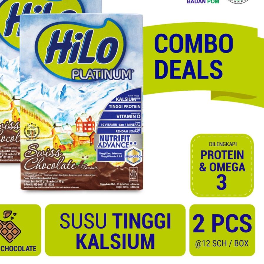 

☻ Twin Pack - HiLo Platinum Swiss Chocolate 420 gram - Susu Tinggi Kalsium ⅎ