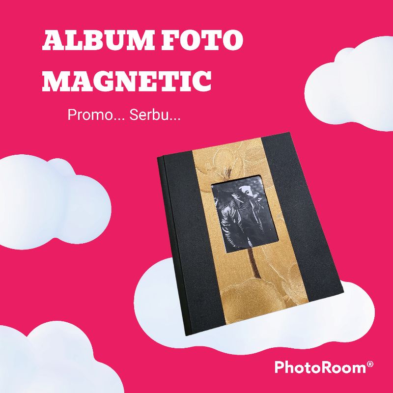 Album foto magnetik 10 sheet Hitam Murah Bagus Mb Medium Motif Lubang