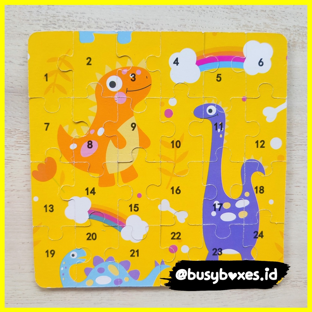 Busyboxes.id Mainan anak edukasi anak 1 2 3 tahun laki laki perempuan mainan edukasi Montessori puzzle jigsaw 3d kecil dinosaurus  biru 24 keping