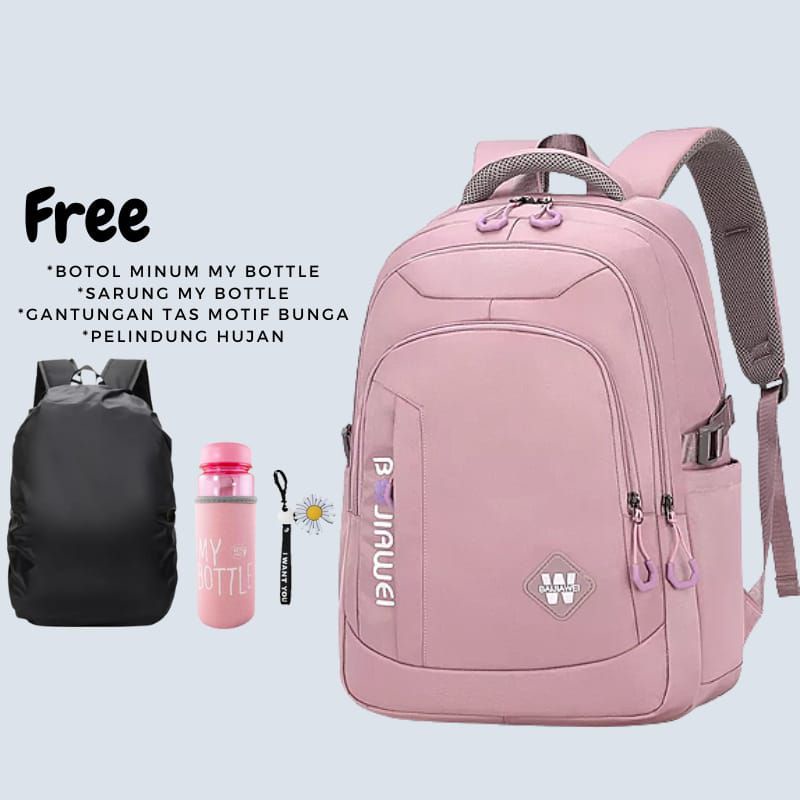 Tas Sekolah Anak Perempuan / Laki-laki Backpack Wanita Free Gantungan Kunci Dan My Bottle ( COD ) Bisa Bayar Ditempat