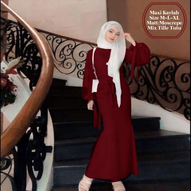 Pakaian Muslim Wanita Busui Model Duyung Terbaru Lengan Balon/Maxi Kaylah Dress Size M-L-XL Matt Moscrepe Mix Tille Tutu