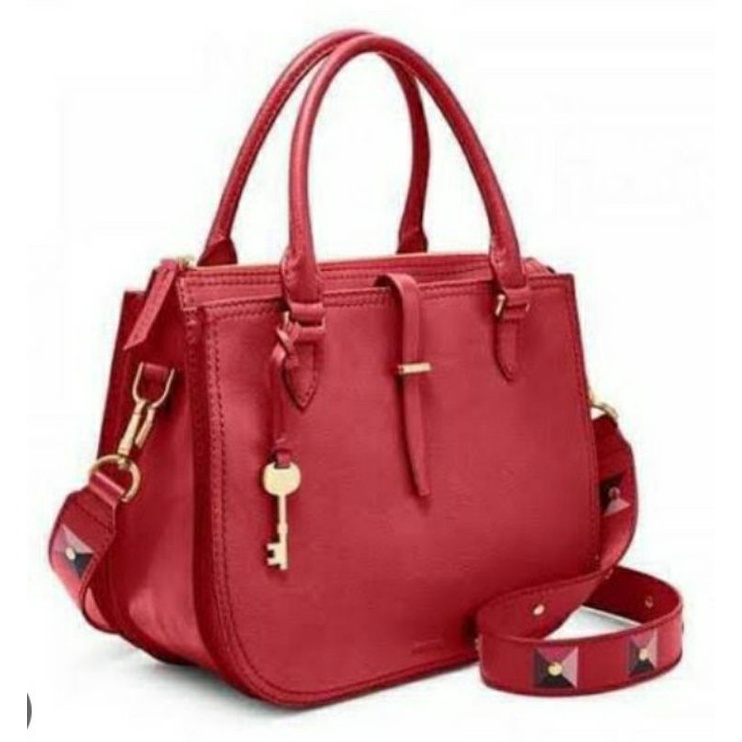 Tas Fossil Ryder Medium Satchel Red with KEY