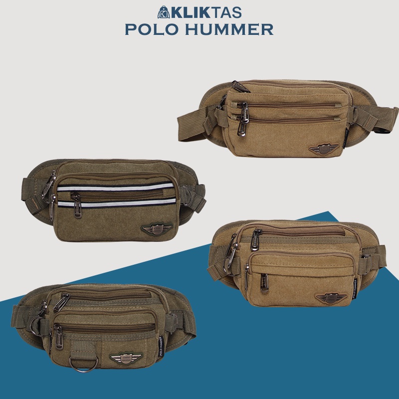 [KLIKTAS] Tas Pinggang Pria Kanvas Waistbag Import Polo Hummer 19046