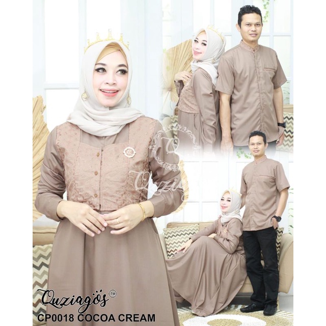 READY SIAPA CEPAT DIA DAPAT COUPLE Gamis Koko Quziagos CP0012 COCOA CREAM