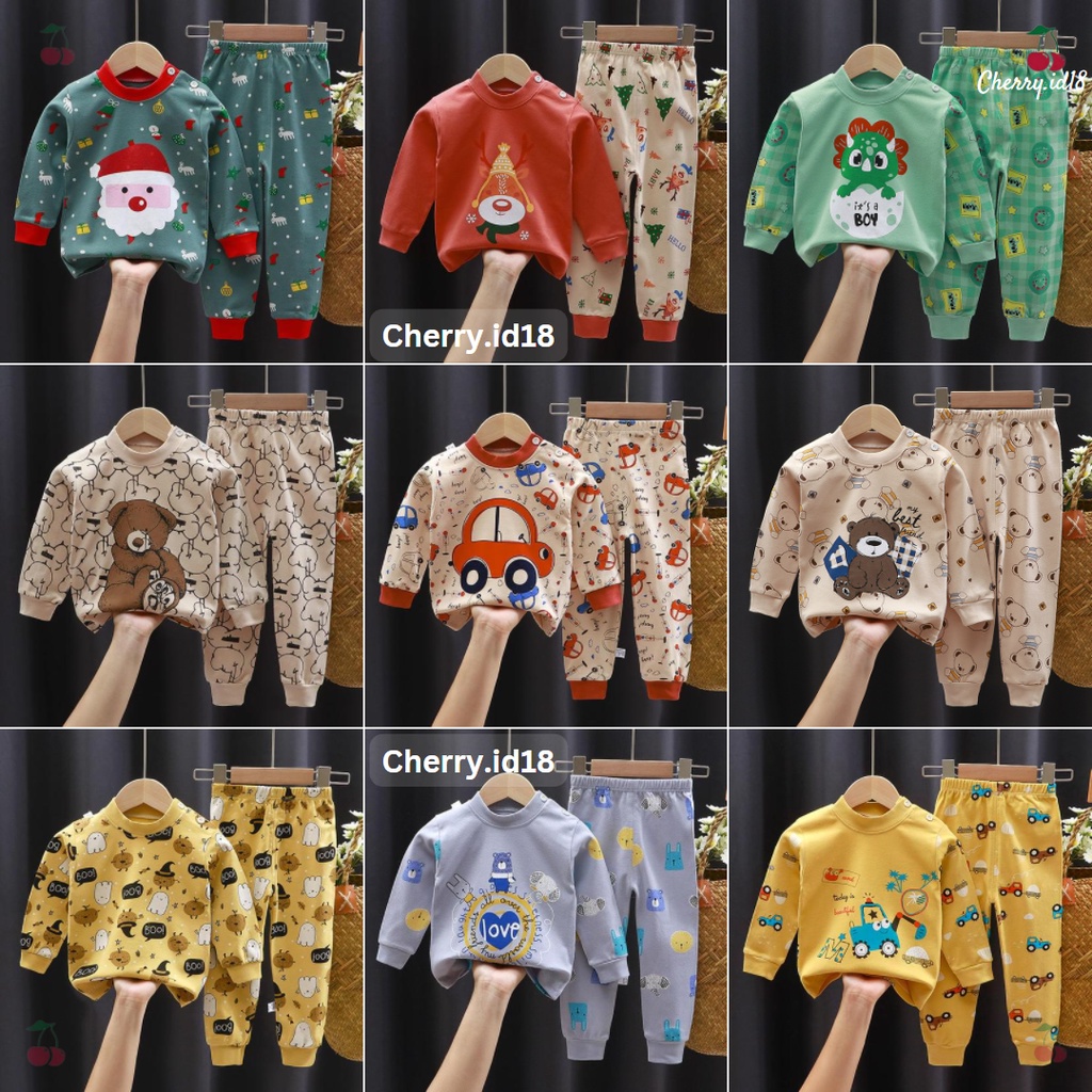 Cherry COD Baju Tidur Anak Import / Baju Anak Laki Laki / Piyama Anak PY57