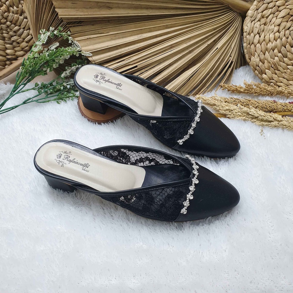 Sepatu wedding pesta cantik alexna hitam 5cm tahu