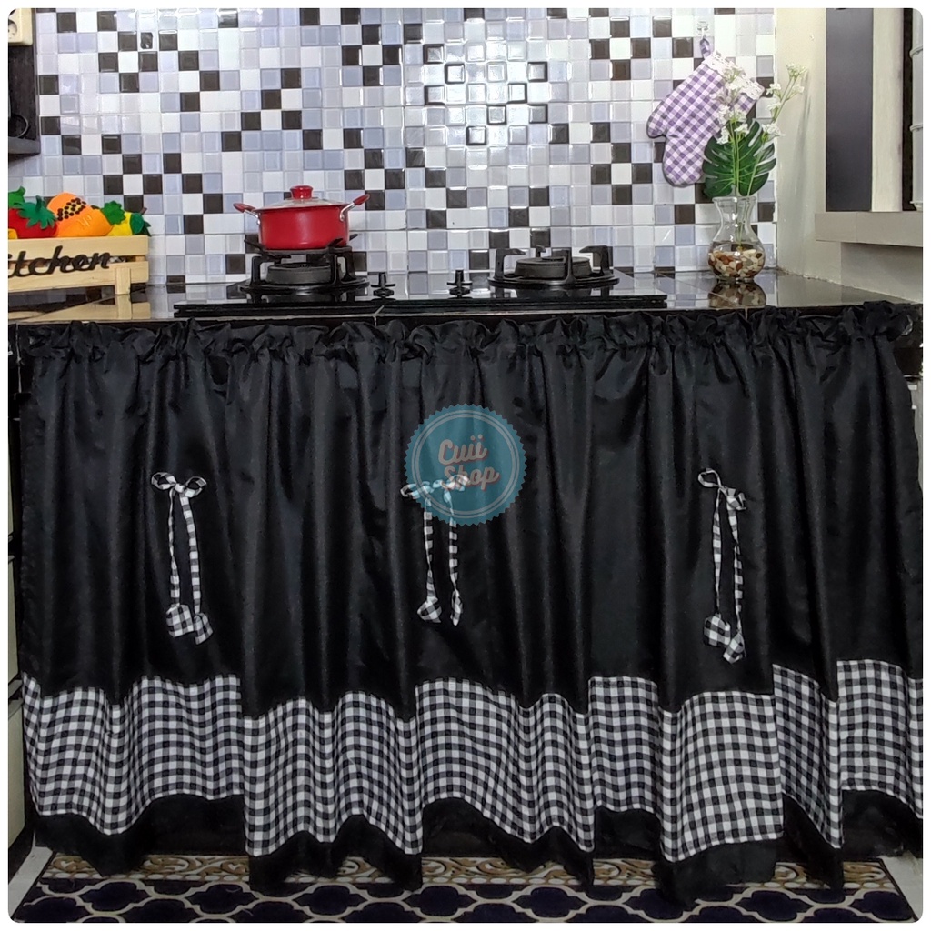 Gordeng / Gorden KOLONG Dapur PITA MINIMALIS Modern KOMBINASI Polos Kotak-Kotak Gingham Aesthetic Un
