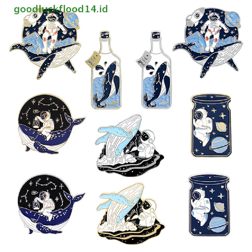 [GOOGFOUR] 5 Pcs Astronot Whale Enamel Pin Drift Wishing Bottle Bros Badge Perhiasan Hadiah [TOP]