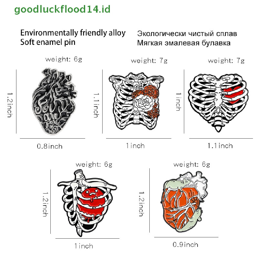[GOOGFOUR] Pin Enamel Sangkar Rib Anatomi Anatomi Manusia Bunga Lencana Jantung Bros [TOP]