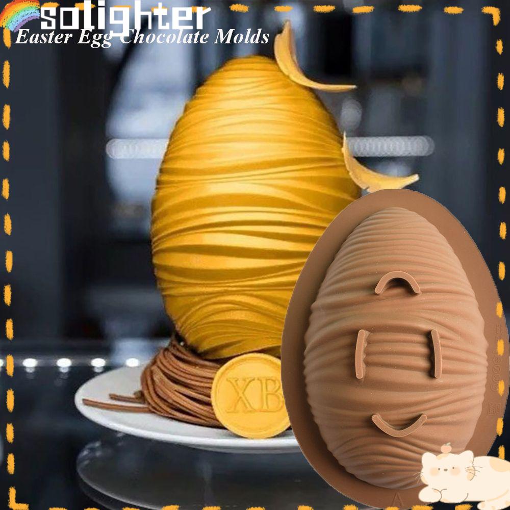 Solighter 2PCS Cetakan Silikon Telur Paskah Bakeware Happy Easter Jelly Mousse Mould