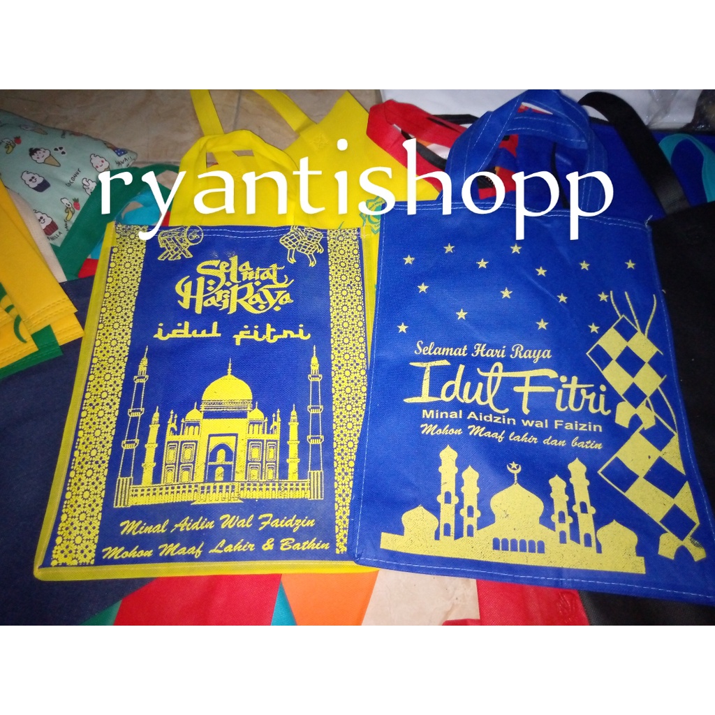 ECER SATUAN | TAS PARCEL MOTIF LEBARAN JUMBO uk 30x38x17 / tas jahit / spunbond / godie bag / tote bag / souvenir