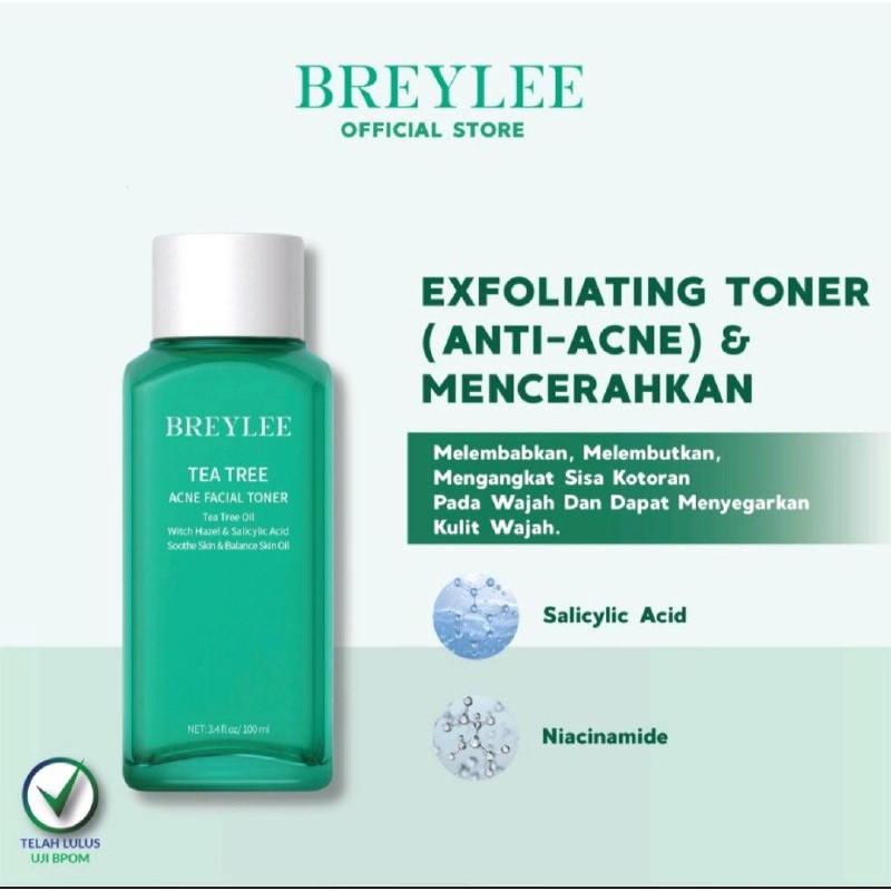 BREYLEE TEA TREE ACNE FACE TONER / TONER BREYLEE - PEMBERSIH KOMEDO