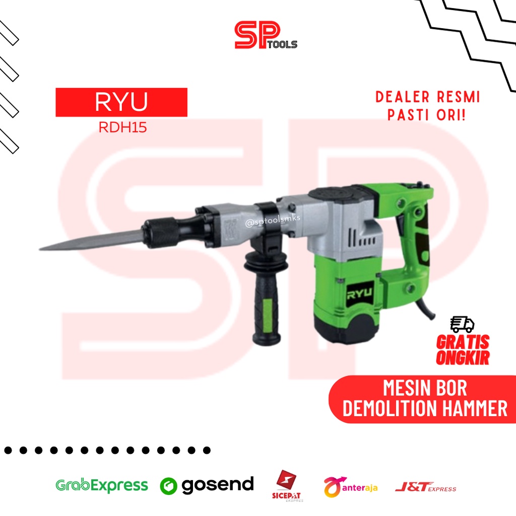 MESIN BOR BOBOK BETON / JACK HAMMER / DEMOLITION HAMMER RYU RDH15 / RDH 15