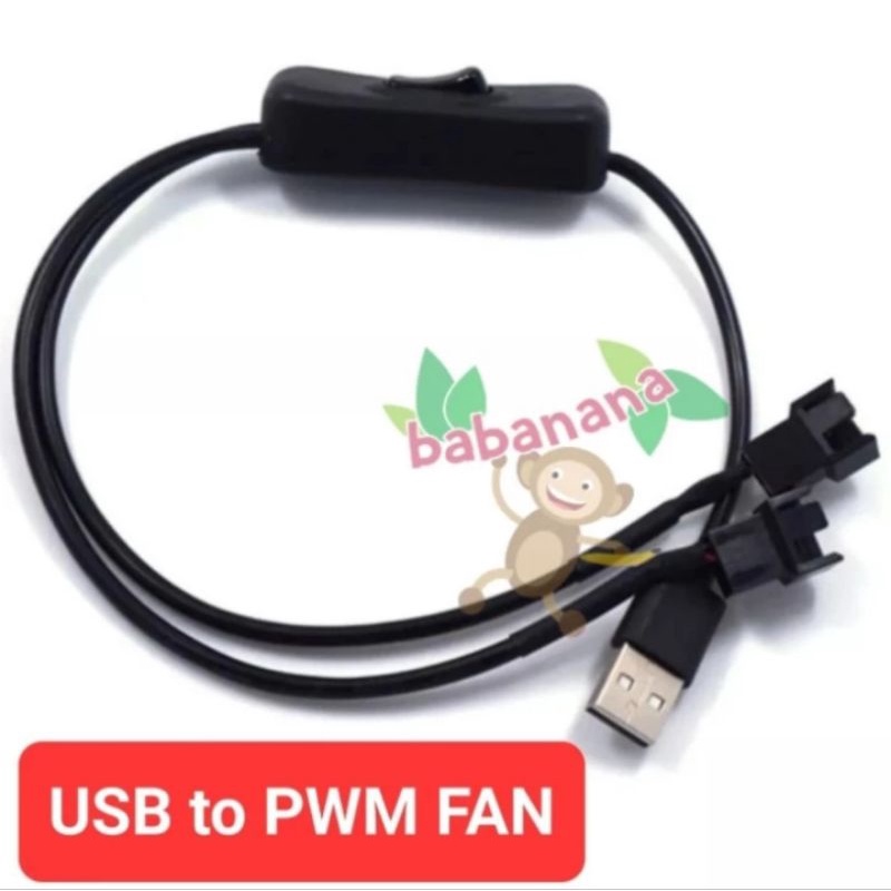 USB to PWM 1 to 2 with Switch Cable Button ON OFF Power Kabel Fan