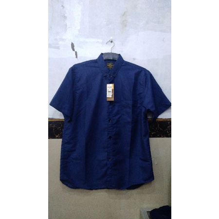 kemeja polos lengan pendek hurley biru navy adem alus
