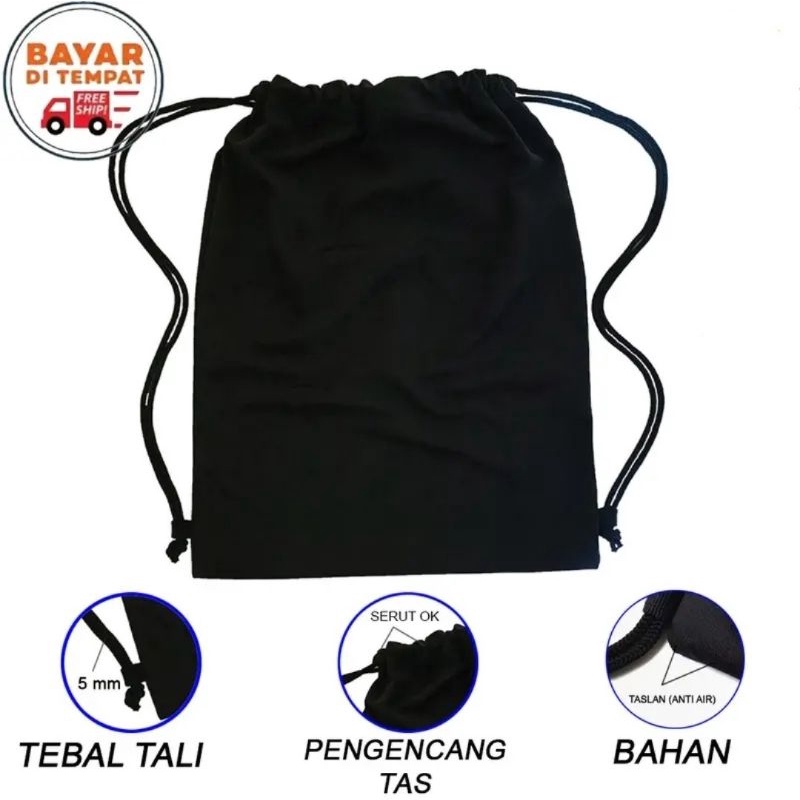 Tas Ransel Serut Polos Tas Serut Stringbag Tas Serut Pria dan Wanita Tas Serut Olahraga