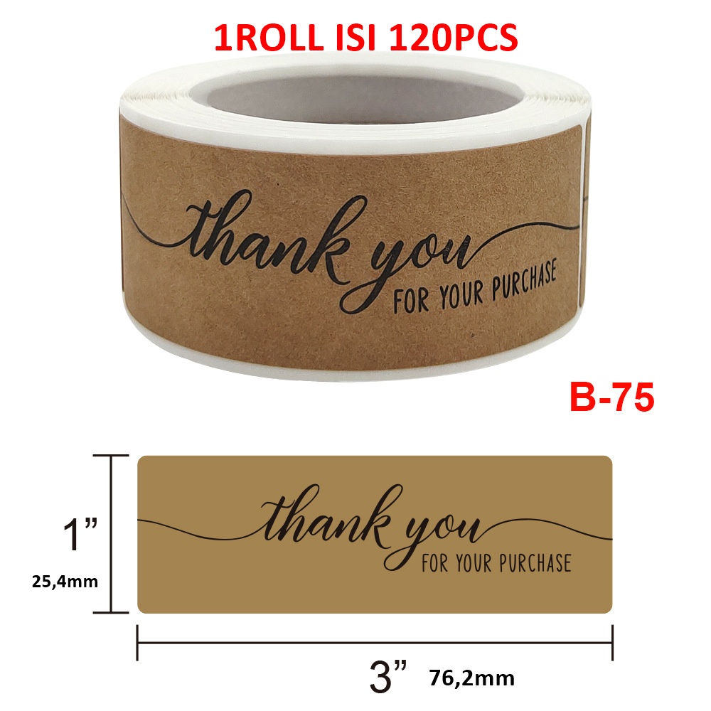 Khatinstore Sticker Thankyou 1Roll (120pcs) Label Segel Order Packing Motif Serbaguna - SLT05