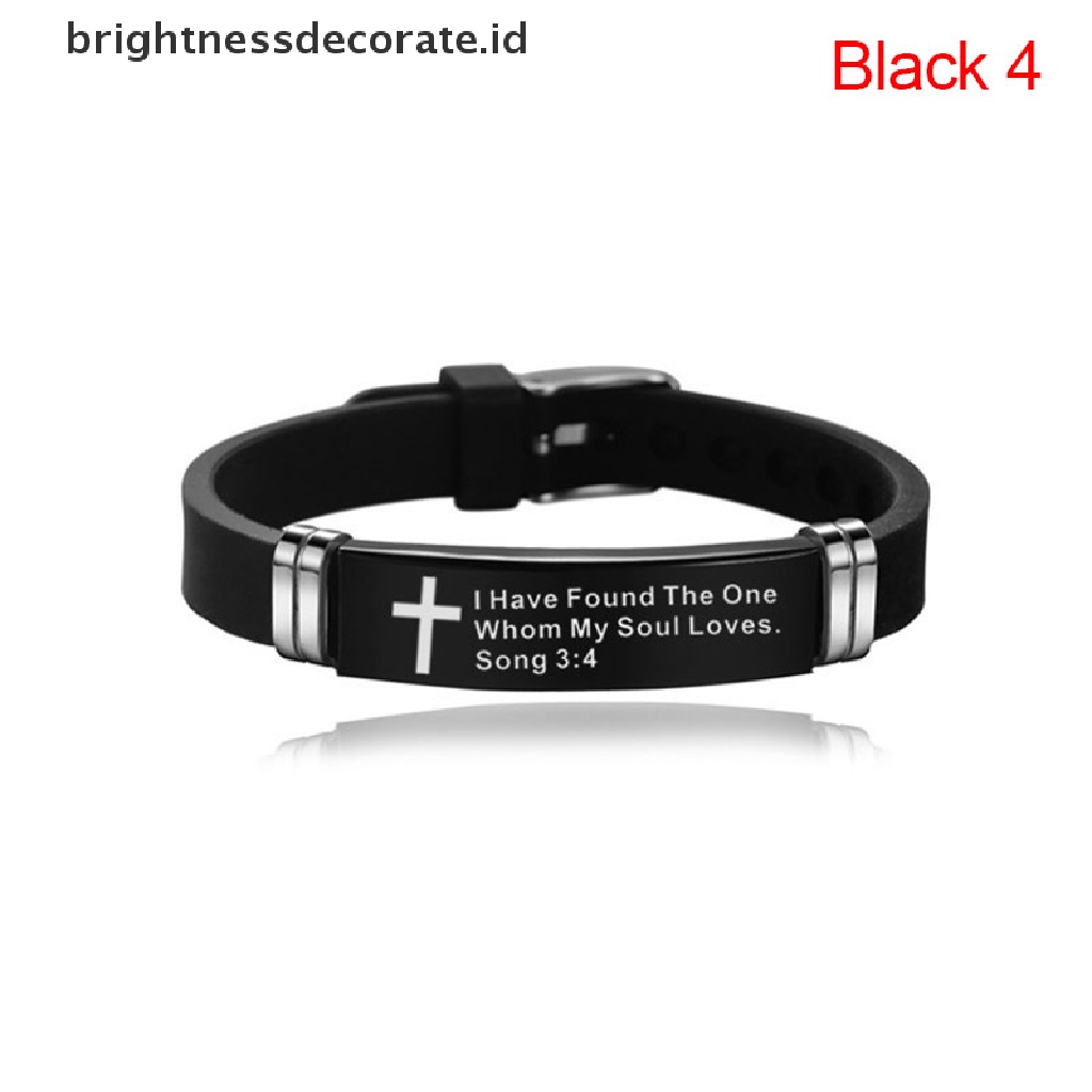 [Birth] Gelang Salib Adjustable Silicone Bangles Wristband Love Never Fails Jewelry [ID]