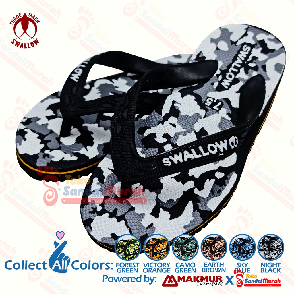 Toko Sendal Murah - Sandal Jepit Anak Swallow Army Kids - Sandal Anak Motif Loreng warna warni