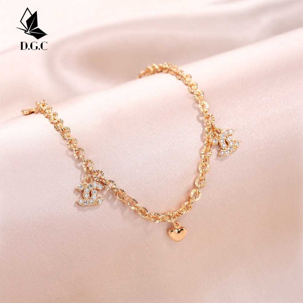 D.G.C✨Gelang Titanium Wanita Anti Karat Lapis Emas Fashion Korean Style Cantik Aksesoris Cewek Perhiasan Murah D218-2