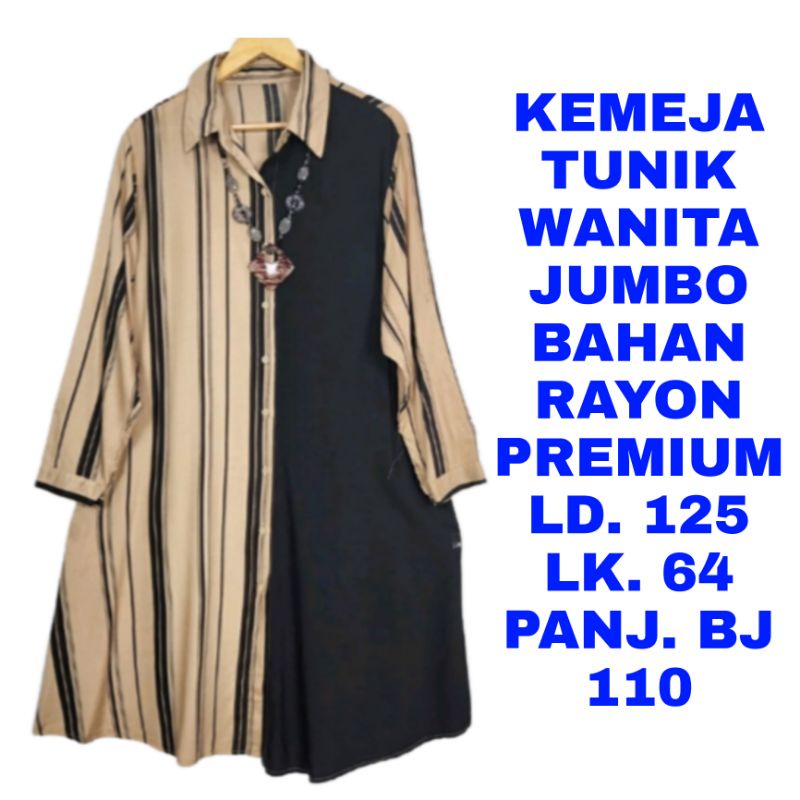 WK KEMEJA TUNIK WANITA JUMBO LD. 125 BANU ATASAN MUSLIM BIG SIZE LENGAN PANJANG