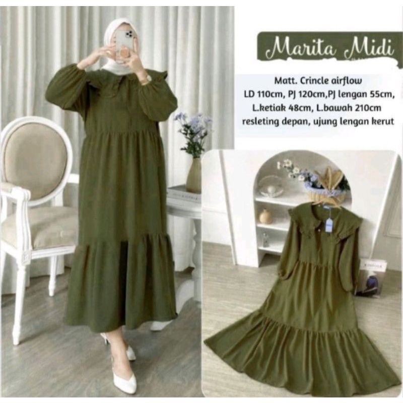 MARITA MIDI DRESS GAMIS PREMIUM AIRFLOW CRINCKLE PREMIUM