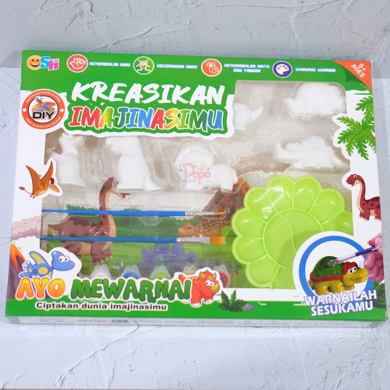 Mainan Edukasi Painting Kit Set Melukis Mewarnai Patung Binatang Hewan Gypsum Anak Laki Laki Perempuan Mainan Prakarya