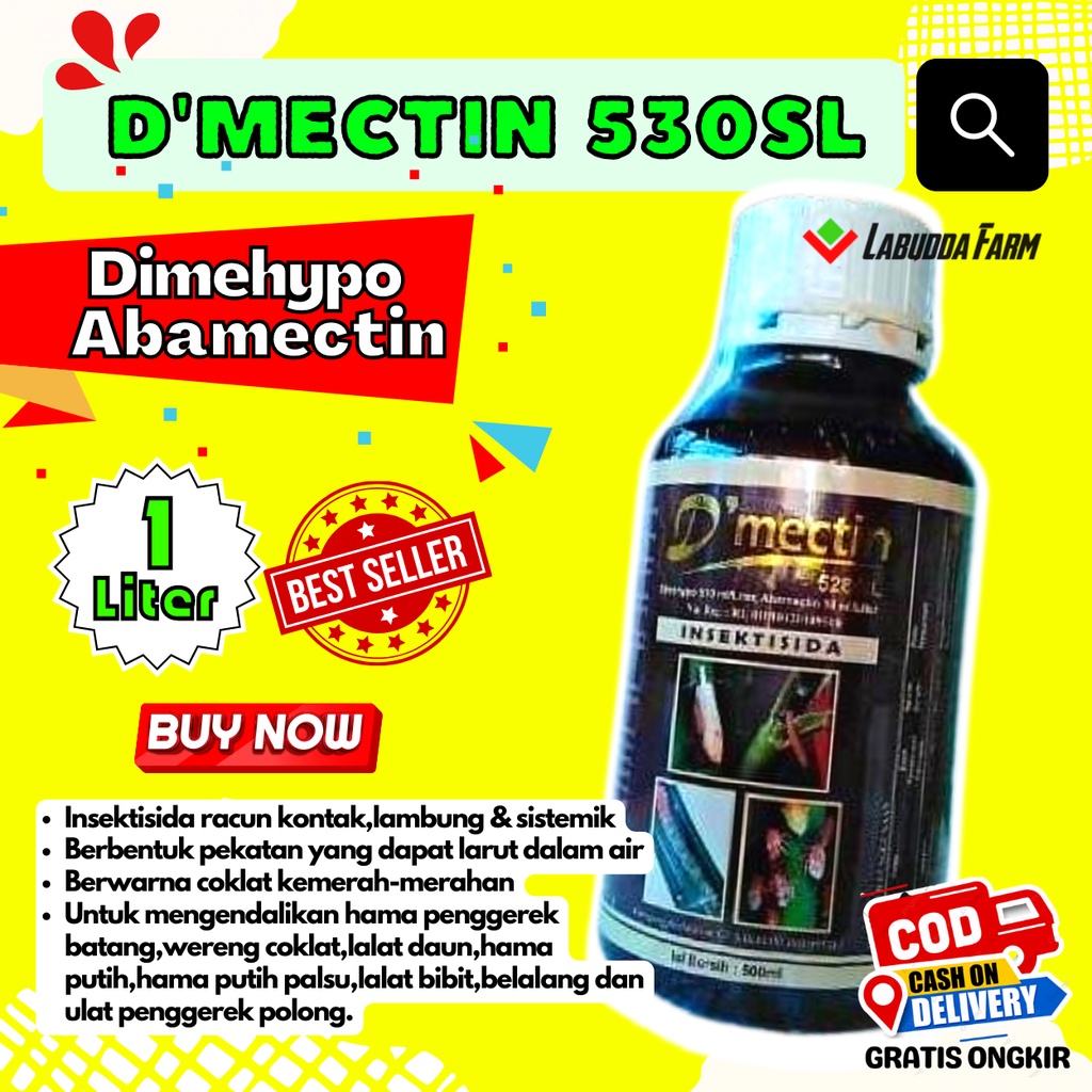 Insektisida D mectin 530SL Kemasan 1 Liter Abamektin Insektisida Obat Pertanian Dimehipo Abamectin A