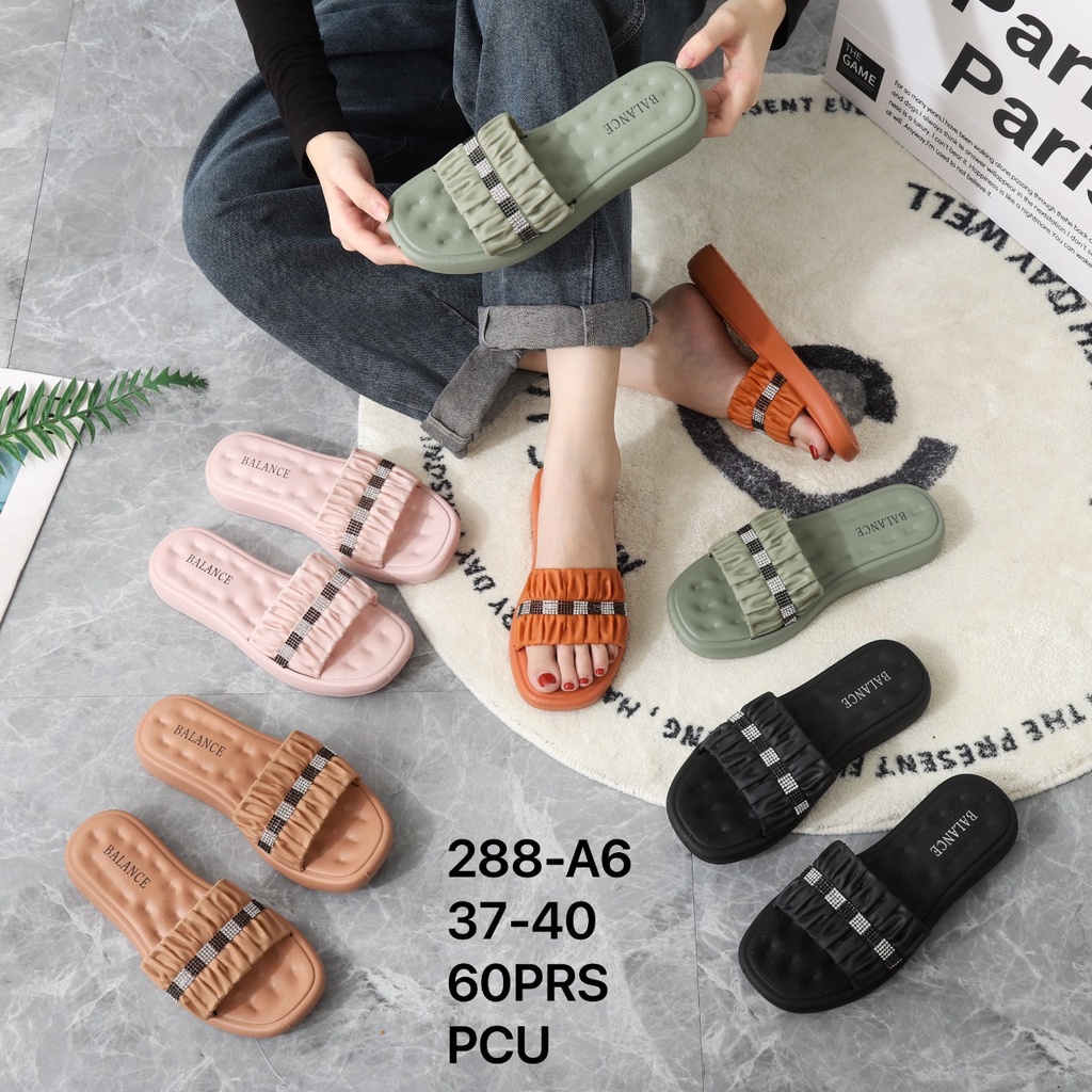 (COD) Sandal Flat Teplek Krut Jelly Tebal Balance 288-A6