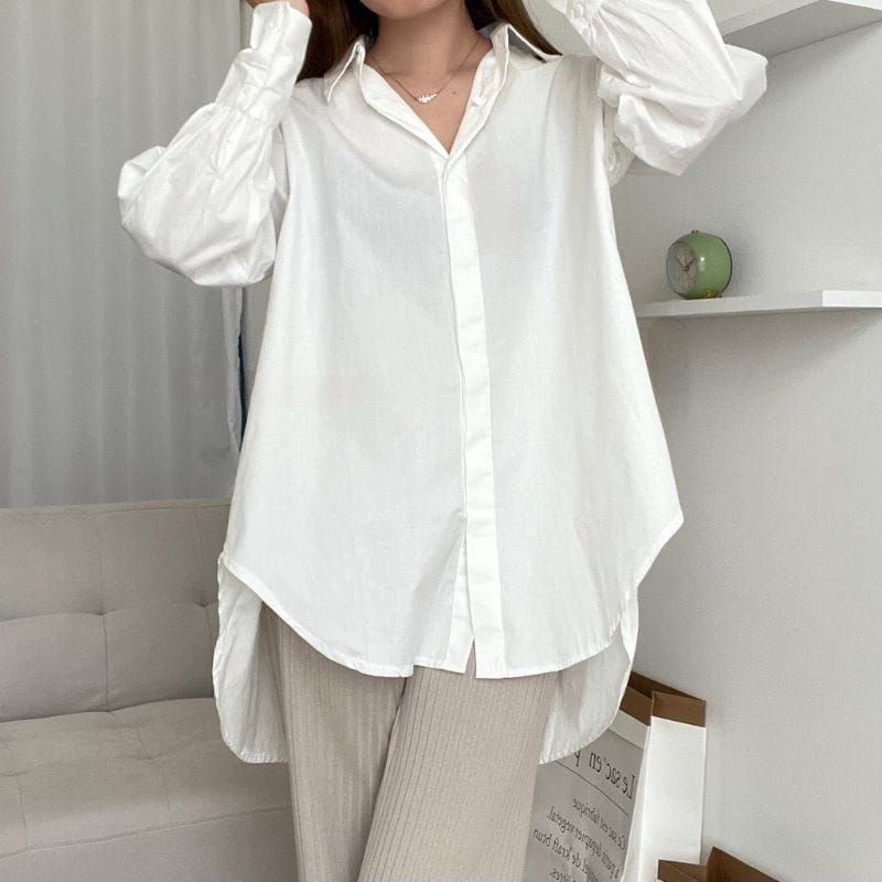 Vhea Shirt | Kemeja Oversize Wanita - Oversized Shirt - Atasan Wanita Polos Lengan Panjang