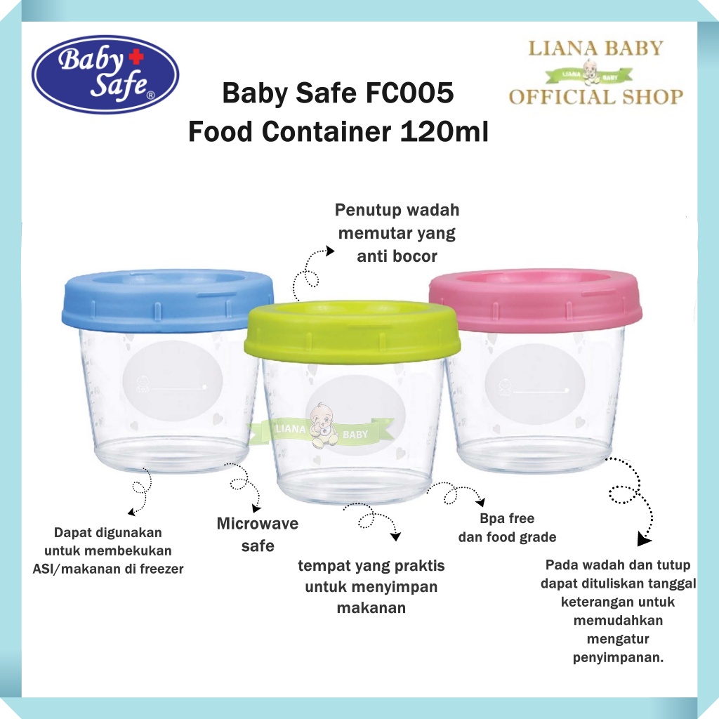MAK335 BABY SAFE FOOD CONTAINER TEMPAT SIMPAN MAKANAN ISI 3 240ML FC04A| FC005 120ML | FC003 150ml |kaca isi 1: FC006180ml | FC008 240ML