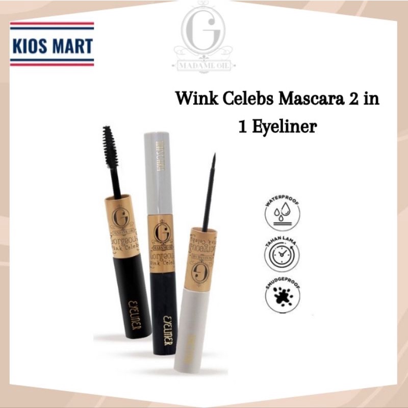 Madame Gie Gorgeous Wink Celebs Beauty Long | 2 In 1 Eyeliner | Mascara Waterproof