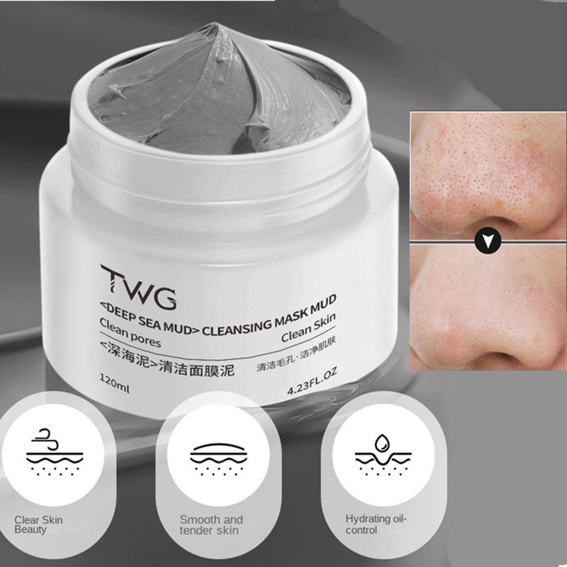 TWG Deep Sea Mud Facial Whitening Clay Mask 120gr Blackhead Removal Masker Wajah