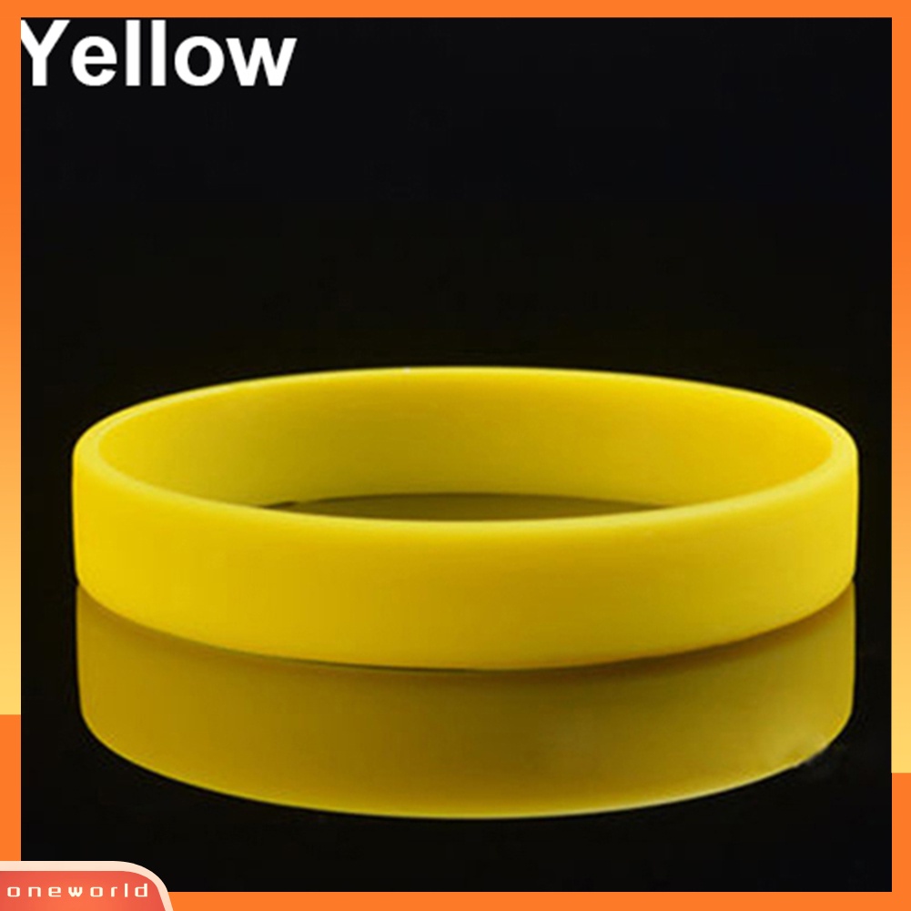 {oneworld} 2pcs Fashion Silikon Gelang Tangan Gelang Desain Olahraga Warna Solid Gelang