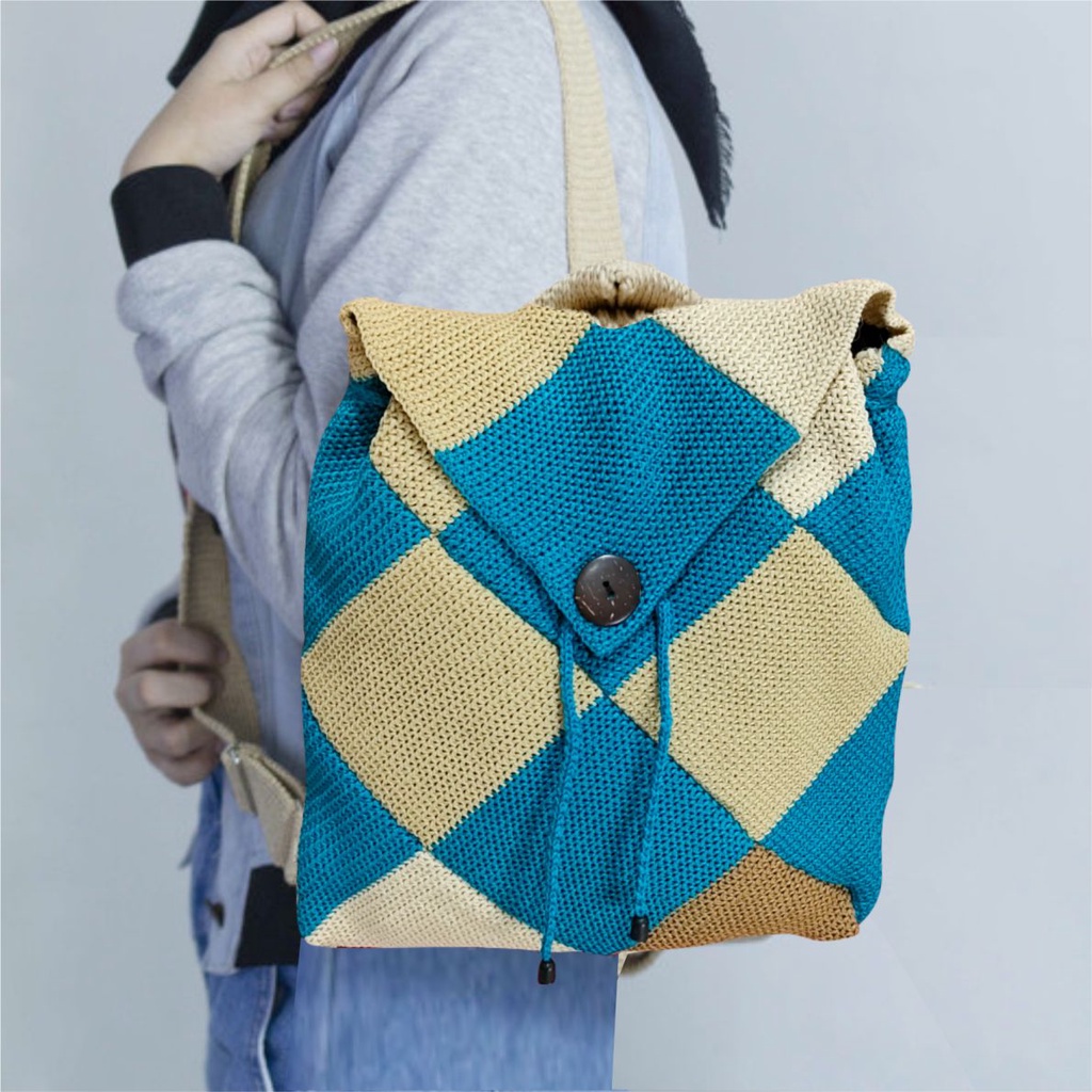 Tas Ransel Rajut PEGE Dortia Untuk Wanita Model kasual - PG 8954