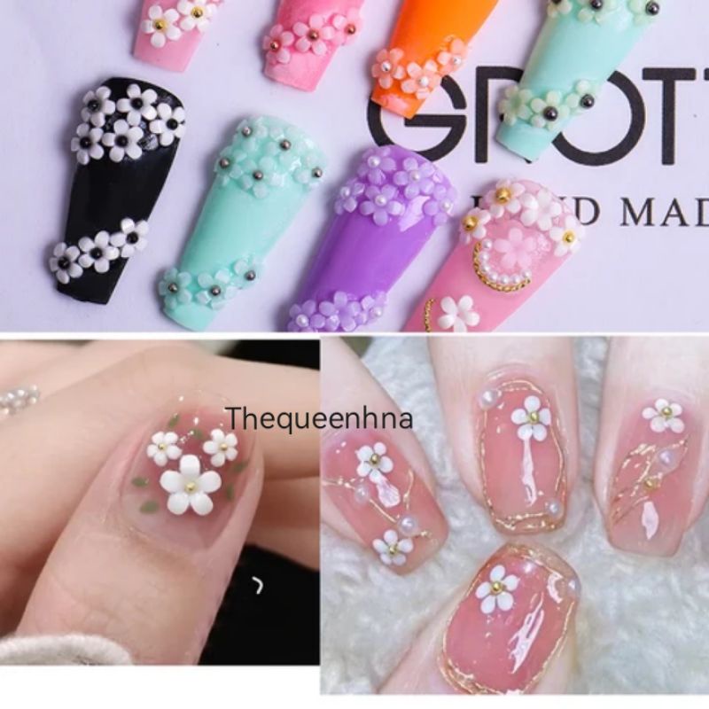 A02 1 Set 6 Sekat Berubah Warna Dengan Sinar UV Lamp Changing Color Ornamen Dekorasi Bunga Hiasan Kuku Bahan Resin Nail Art Decoration Nail Art Resin Flower