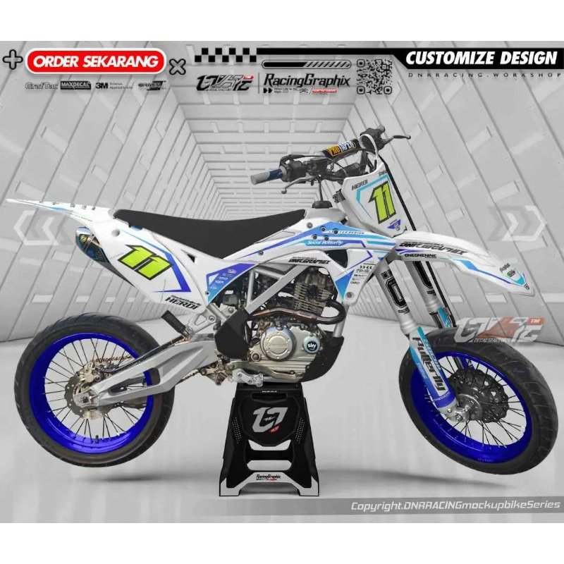 Decal Klx Gordon Putih Custom Design Supermoto/Motocross