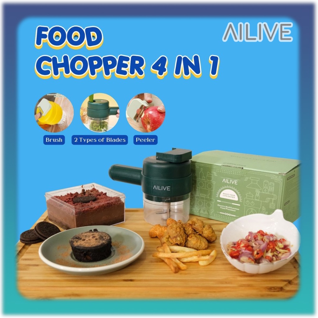 PRODUK- GENERASI TERBARU CHOPPER MINI FOOD BLENDER 4IN1 / ALAT PENGIRIS BAWANG DAUN BAWANG ELEKTRIK