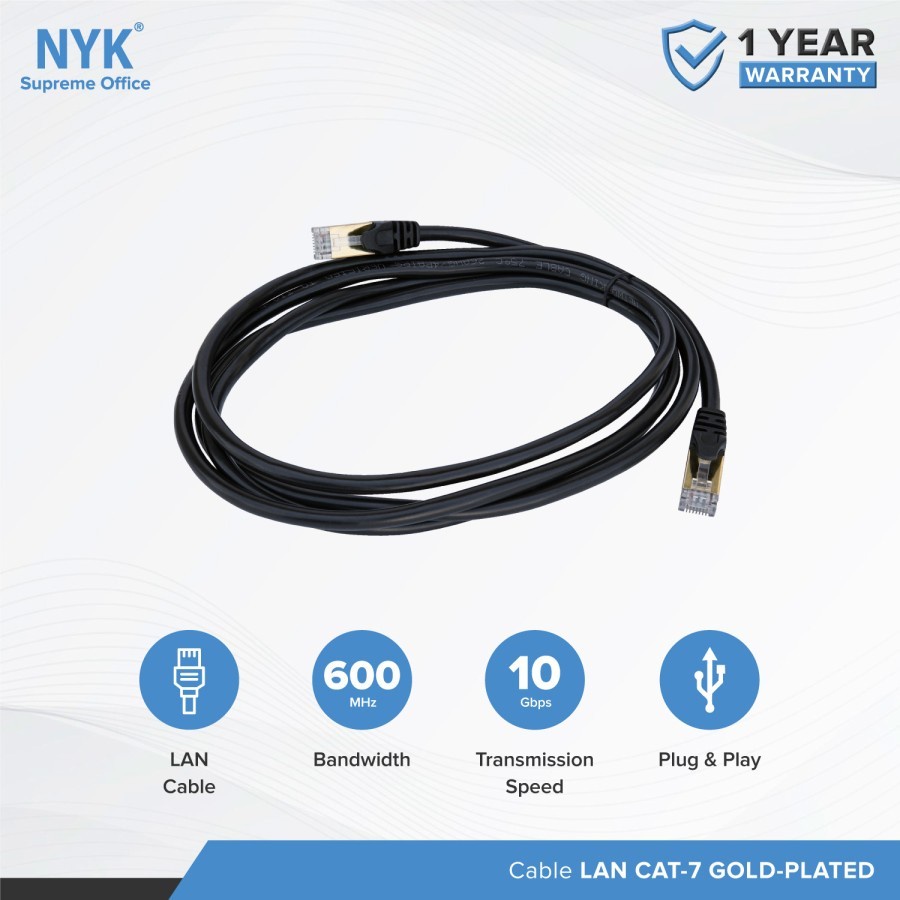 20 METER NYK KABEL LAN CAT7 RJ45 PLAT BESI GOLD PLATE SUPPORT GBPS