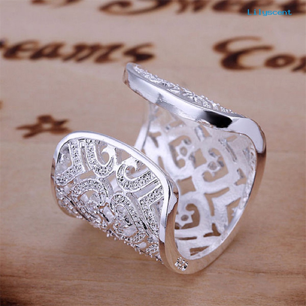 [LS] Cincin Jari Hollow Adjustable Berlian Imitasi Tiny Open Hearts Ring Untuk Kehidupan Sehari-Hari