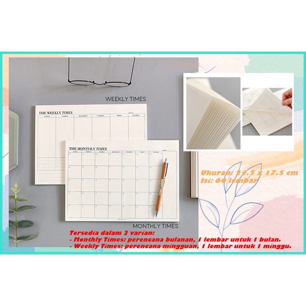 

Planner Aesthetic Weekly Planner Jurnal Mingguan Bulanan The Times Weekly Monthly Planner Memopad 24.5 x 17.5 cm.