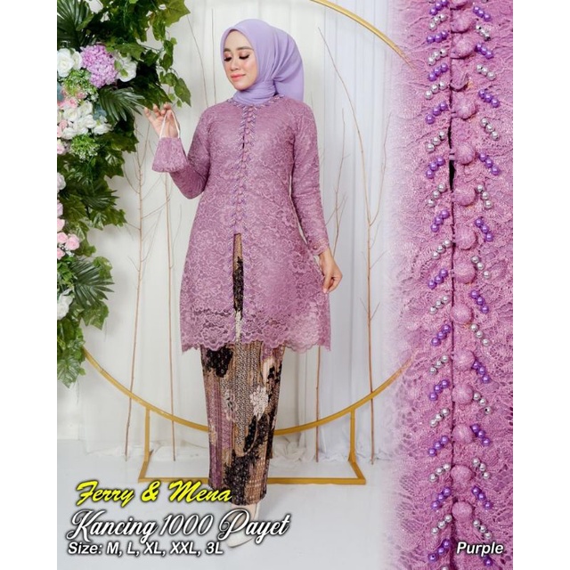 Permata Olshop / Kebaya Tunik Brukat Kancing Busui Payet Modern FM / Kebaya Jumbo Ld 125cm / Kebaya Wisuda / Kebaya Payet Seragam Modern