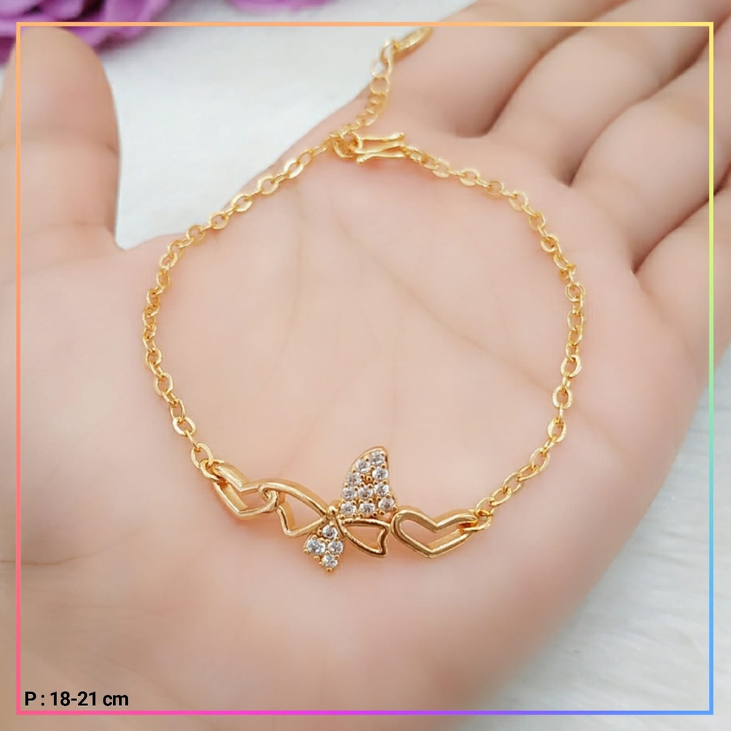 Gelang xuping gelang dewasa rantai kupu perhiasan lapis emas gold GL 327