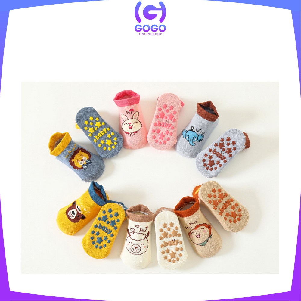 GOGO-P544 Kaos Kaki Anak Bayi Balita Animal Sock Anti Slip Unisex 0 3 tahun / Kaus Kaki Bayi Pendek Baby Socks Anak Laki Laki Perempuan Anti Licin