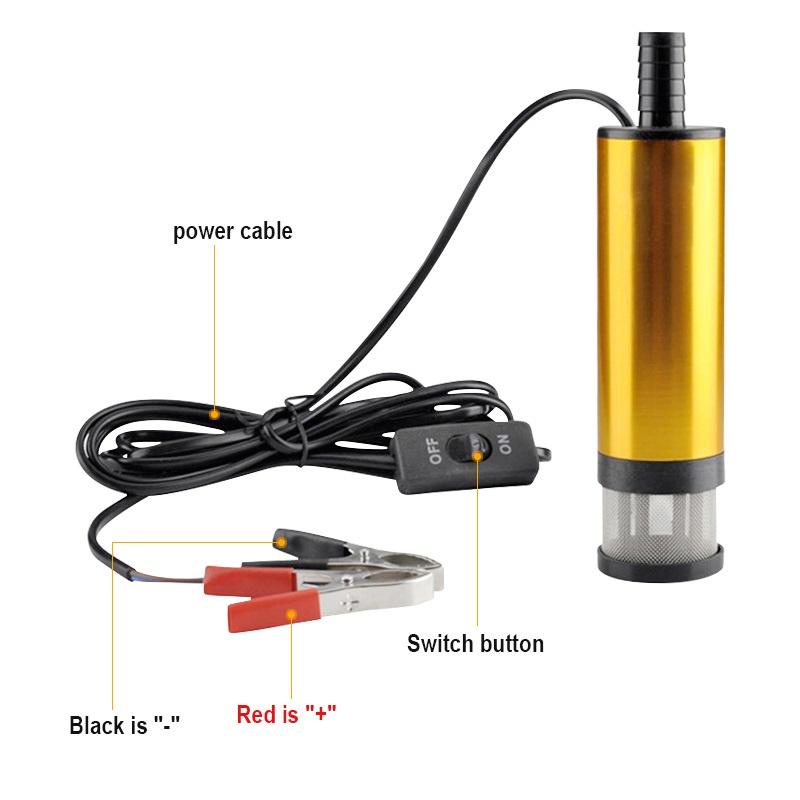 Pompa Minyak 12V 51mm Celup Air Mini Kecilmp Mini Oli Solar Air Submersible Portable Diesel Pump 24V Stainless Aluminium