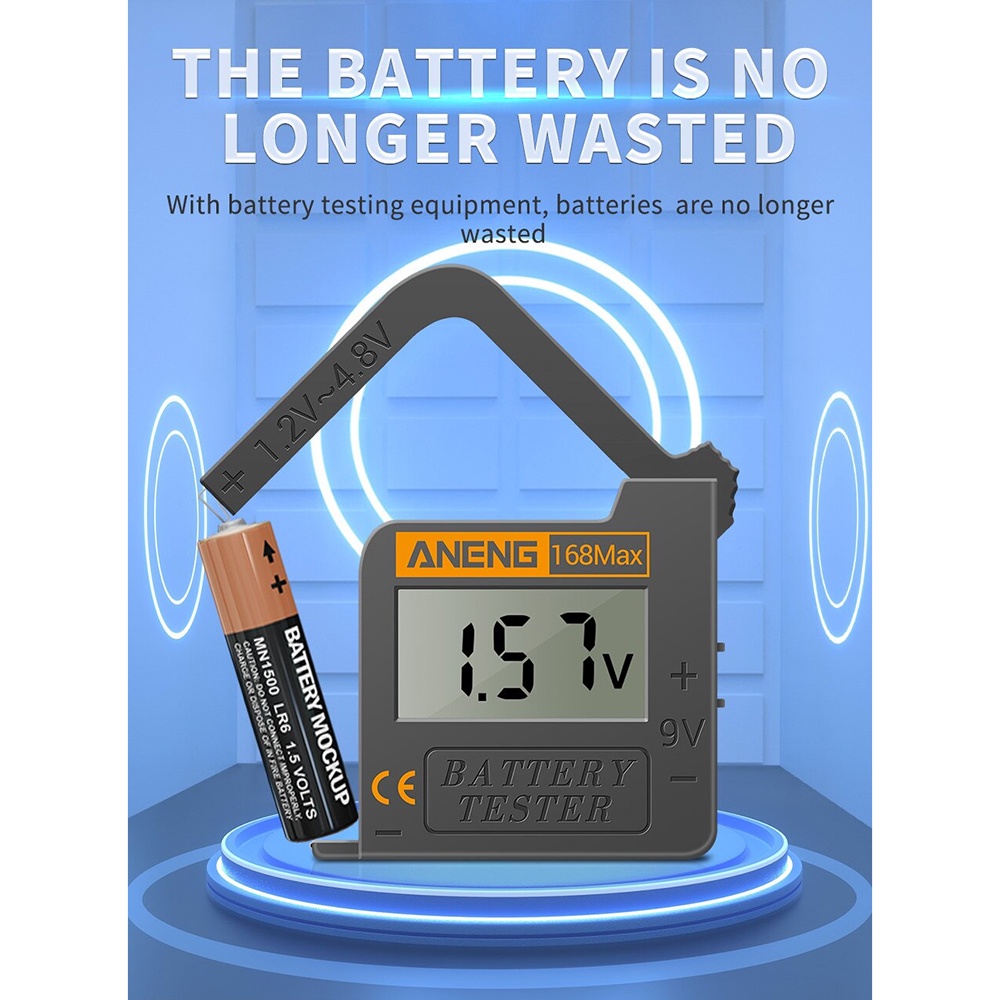 ANENG Tester Baterai Capacity Checker 18650 AA AAA Display Digital - 168 Max - Black
