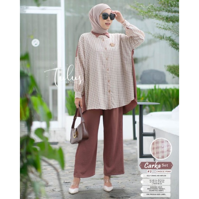 CARKA SET #3 BY TULUS SIGNATURE / ONESET WANITA MUSLIMAH / Setelan celana crinkle