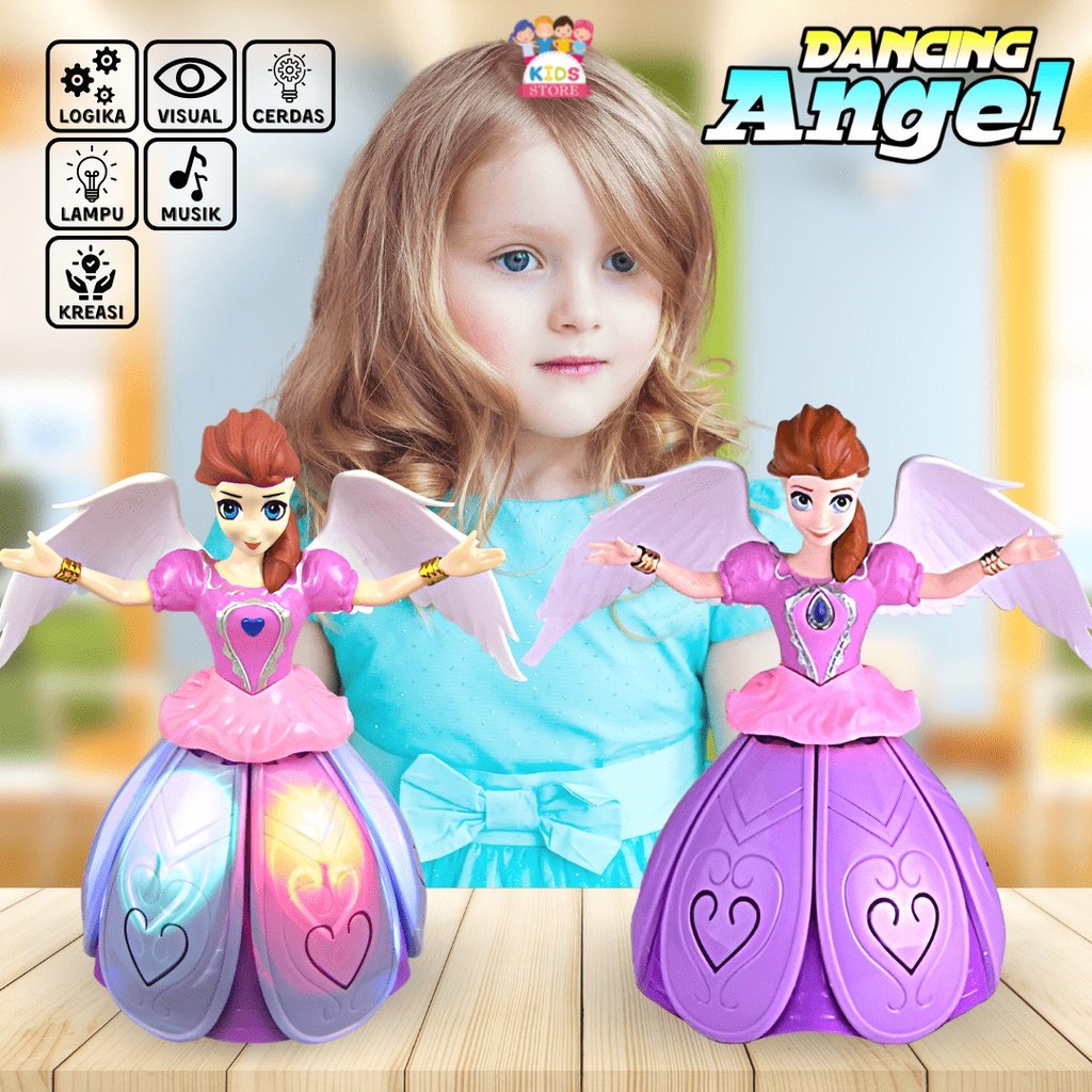 Dancing Angel Mainan Boneka Barbie Elsa Frozen Lampu | Princess | Mainan Boneka Robot | Lucu