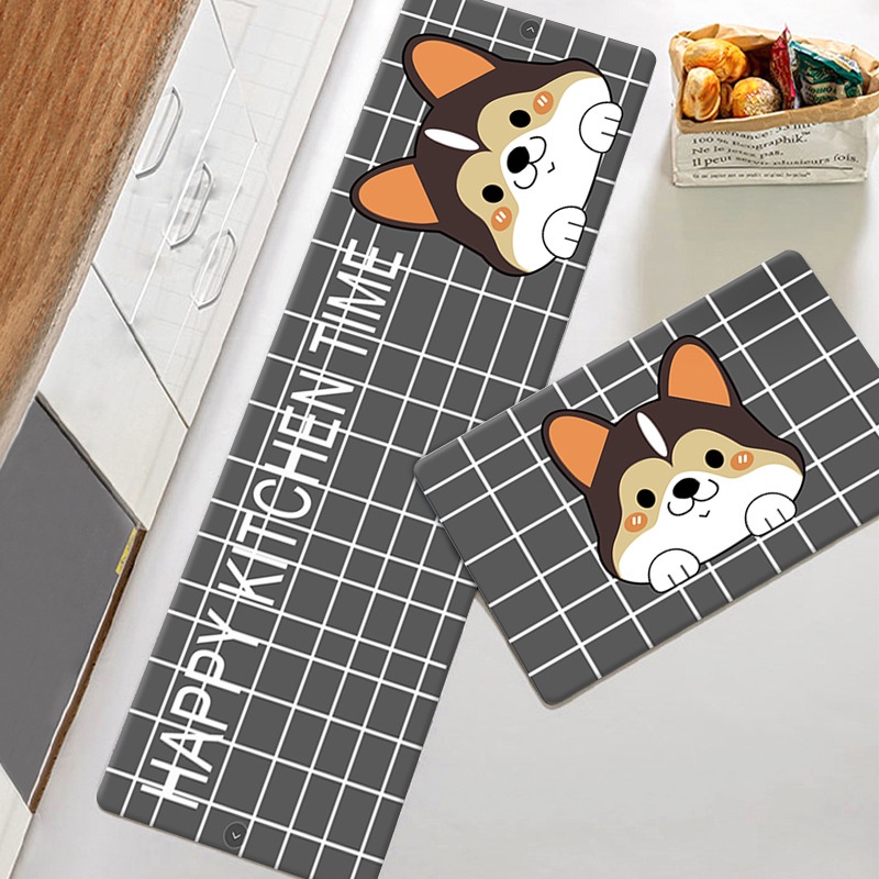 ❀ Chingu ❀ KS005 Keset Kaki (Tanpa Kemasan) Keset Kaki Dapur 2 in 1 Isi 2 pcs (40 x 60 cm &amp; 40 x 120 cm) Motif Karpet Kitchen Matras Kasur Import Murah Cod Keset Kaki