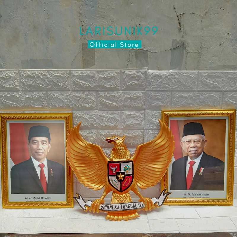 Gambar Presiden dan Wakil Lambang Patung Burung Garuda Pancasila Hiasan Dinding 3D